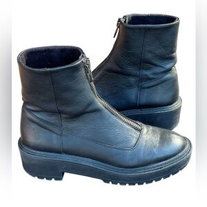 Bershka Black Chunky Ankle Booties with Zipper size 40/US 9